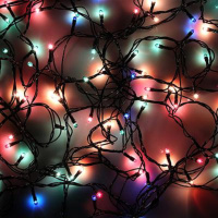 Гирлянда электрическая  5м 50LED светодиодная, зеленый провод, 220В, мультицвет