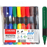 Набор маркеров перманентных 3,0мм 8цв. с каучуковыми вставками