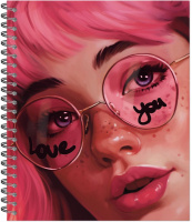 Тетрадь А5  96л кл. гребень Полином "Barbie pink style" выб.УФ-лак, 4диз.в пайке, белизна 100%