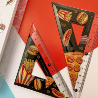 Угольник пласт. 20см 45гр. HappyGraphix. Гамбургер, с рисунком