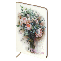 Записная книжка А6  96л. кожзам, мягк.пер. "#Дмитрий Швецов. Букет с розами" тисн.фольгой, ляссе