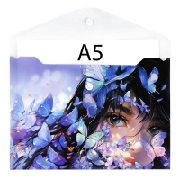 Конверт на кнопке  с рисунком А5 Девушка с бабочками, 24*17см