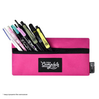 Пенал-косметичка (195*100) молния, ткань "Розовый" нашивки из ткани