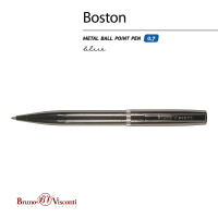 Ручка автомат. "Boston. Черная. Вороненая сталь" шарик., 0,7мм, металл., синие чернила