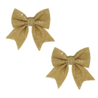 Набор ёлочных бантов  2шт, 11см "Бантики" золото, текстиль