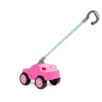 Каталка на палочке "Машинка Боби" розовый