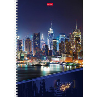 Тетрадь А4  96л кл. спираль "Ночной город" выб.лак