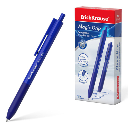 Ручка - шпион EK Magic Grip гелевая автомат.,сo стираемыми чернилами 0.5мм,  синяя