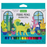 Фломастеры  18цв "Hatber. Кис-Кис" вентилир.колпачок