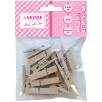 Декоративные прищепки "DIY Natural Wood"  деревян. 35*7мм  12шт/уп. натуральный цвет