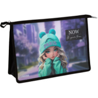 Папка д/тетрад. А4 (330*230*100) молния сверху, пластик "Paris Girl" матовая полупрозрачная