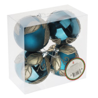 Набор елочных шаров 8 см, 4 шт., золото/синий, пластик