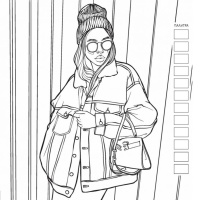 Раскраска "Раскраска для работы маркерами. Fashion Girl (девушка в очках)" 196*196мм, 64стр.