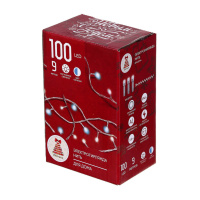 Гирлянда электрическая  9м 100LED, прозрачный шнур, вьюн, 220В, голубой/белый