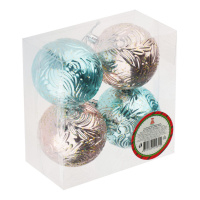 Набор елочных шаров  8 см, 4 шт., розовый, голубой, пластик