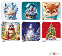 Набор мини-открыток 70*70мм "Новый год" 120шт/уп