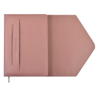 Ежедневник недат. А5 160л., кож.зам., тв.пер. "Наппа розовый" блинт.тисн., ляссе