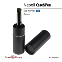 Ручка автомат. в футляре "Napoli. Синяя и вороненая сталь" шарик., 1,0мм, металл., синие чернила