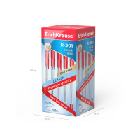 Ручка шар. ЕК R-301 1,0мм CLASSIC Stick&amp;Grip красная, прозр.пласт.корп., резиновый дежатель