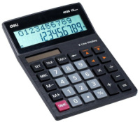 Калькулятор  12 разр. Deli   настольный, ДВУХСТРОЧНЫЙ черный