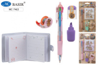 Блокнот А8 клеевой кор. "Капибара" лин, на кнопке + 4-цв.мини-ручка, скотч, текст.маркер