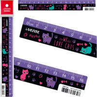 Линейка 16 см пластик. Funny Cats, с цветным стикером