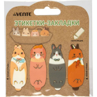 Закладки с липким краем (55*20мм)  20л., Funny Rabbit" ,пластиковые фигурные