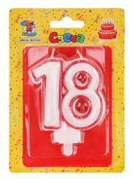 Свеча-цифра "Даты. 18" красная
