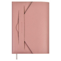 Ежедневник недат. А5 160л., кож.зам., тв.пер. "Наппа розовый" блинт.тисн., ляссе