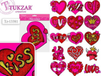 Наклейки для декора  "Сердечки" 20*20см, витражные, 15 дизайнов ассорти