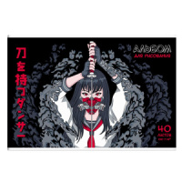 Альбом А4 40л клеевой кор. "Девушка с катаной" 100гр/м2, сплошной УФ-лак