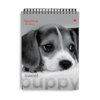 Блокнот А7  40л гребень "Чудо-щеночки" клетка