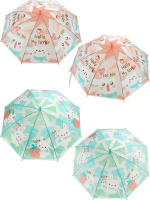 Зонт детский 48см "Животные" трость, полуавтомат, ассорти ПВХ, со свистком