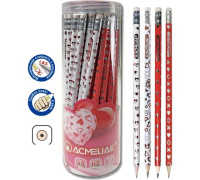 Карандаш  ACMELIAE HB Сердца с ластиком и вкладышами, тубус