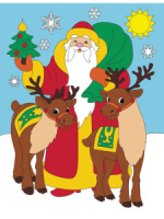 Живопись по номерам с акрилом 20*25см "Дед Мороз с оленями"