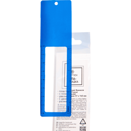 Лупа-закладка увеличение 3-кратное, пластик