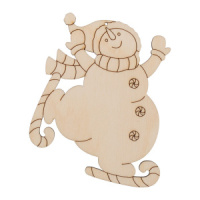 Заготовка деревянная Подвеска "Снеговик на лыжах" 10см