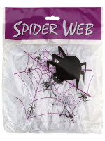 Декоративная паутина 100гр, 2 паука, белая