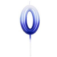 Свеча-цифра "0" Омбре голуб/синий, 6см.