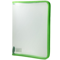 Папка д/тетрад. А4 (325*230*25) молния вокруг, пластик "Б/цв Зеленая"