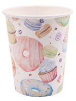 Набор для праздника  "Пончики"  тарелка 6шт, стаканы 6 шт, колпаки 6 шт