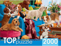 Пазлы 2000 элементов  685*485мм. "Щенки одни дома" TOPpuzzle