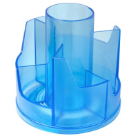 Подставка наст. "Standard" 10*11,5*12см , пластиковая, вращается,  синяя прозраяная