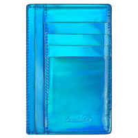 Чехол д/пласт.карт "Голографик синий" 142*92мм, блинт.тиснение, 2 отд., 4 кармана