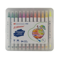 Фломастеры- маркеры  24цв "ЗХК. Я-Художник!" в пласт.пенале, двухсторонние