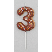 Свеча-цифра "3" Donut  6 см, с 3D декором