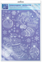 Витражная наклейка 30*40см "Новогодние мотивы" пластизоль, многоразовая, европодвес