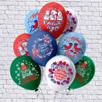 Шар с рисунком 12" "Снегири" 30см