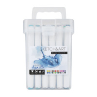 Набор маркеров акварельных  24цв. кистевидн./клиновидн. Sketch and Art. двусторон., 1-7мм
