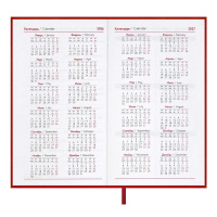 Еженедельник дат. 2026г 85*145мм 64л., кожзам., тв.пер. "Лозанж красный" блинт.тисн, ляссе